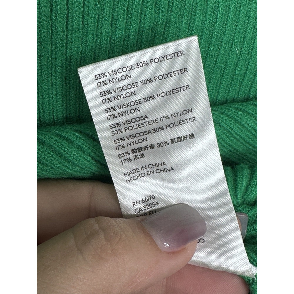 Maeve By Anthropologie Short Sleeve Mock Neck Puff Sleeve Sweater Green Sz SMALL - Picture 7 of 8